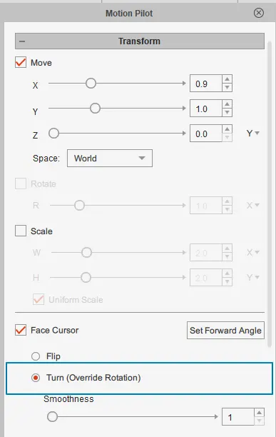 Motion Pilot Panel