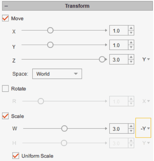 Transform > Input axis